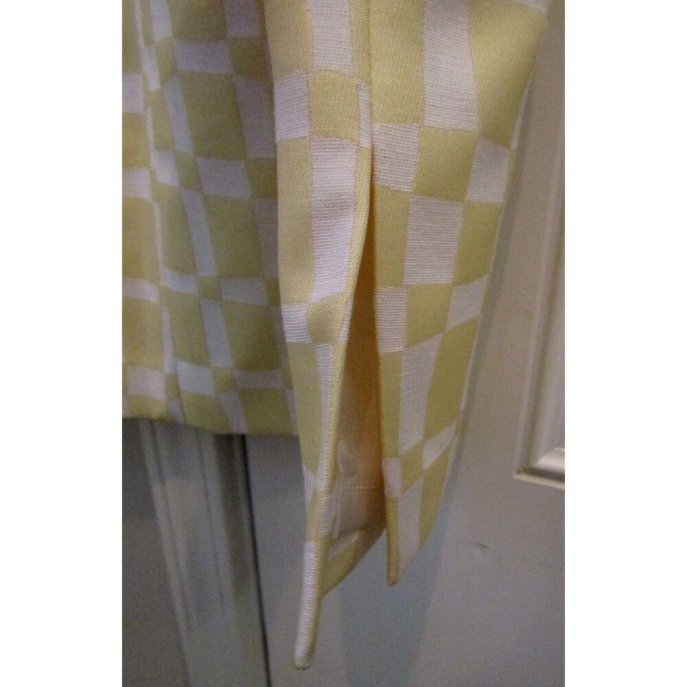 NWOT Noviello Bloom Skirt 8 Yellow Check Quiet Luxury Mod Preppy Side Slit - Picture 5 of 7